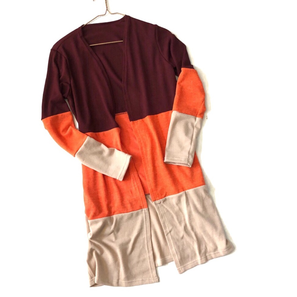 SOLD ⵗⵂⵗ Colorblock Cardigan Duster Sweater - Picture 3 of 8